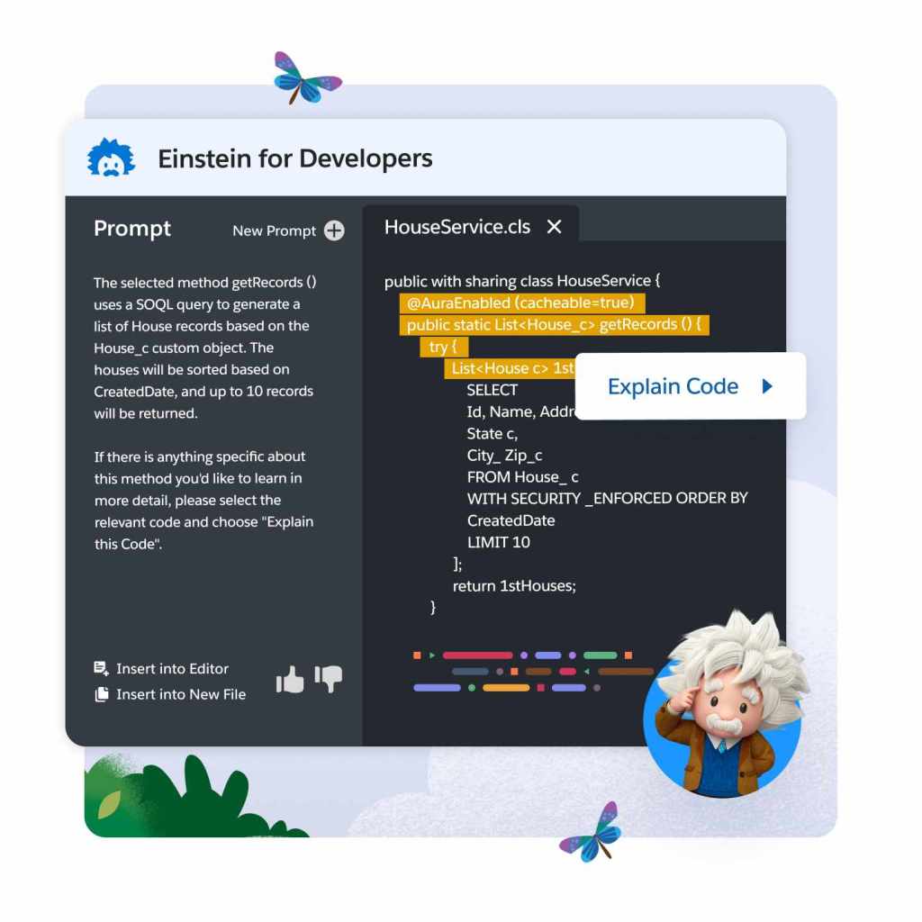 Developer code window with tool tip showing option to explain code