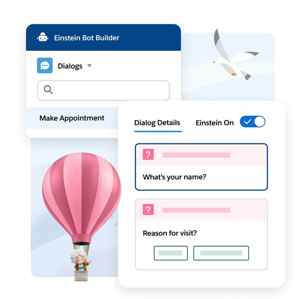 A window displaying customisable service bots