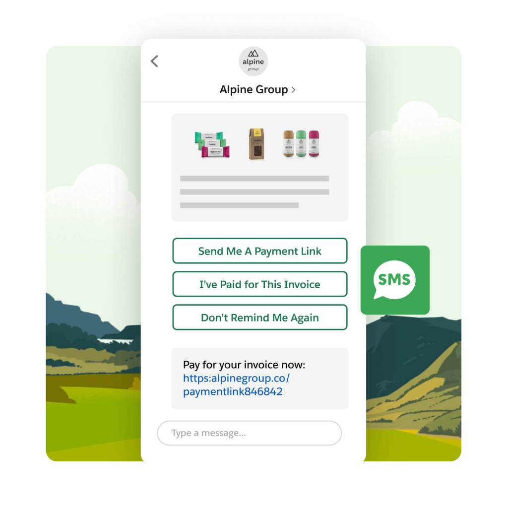 A smartphone screen showing messages from Alpine Group.