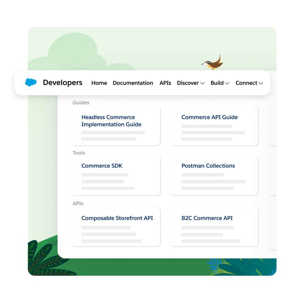 Developer top navigation bar over a list of tiles titled: Guides, Tools, and APIs.