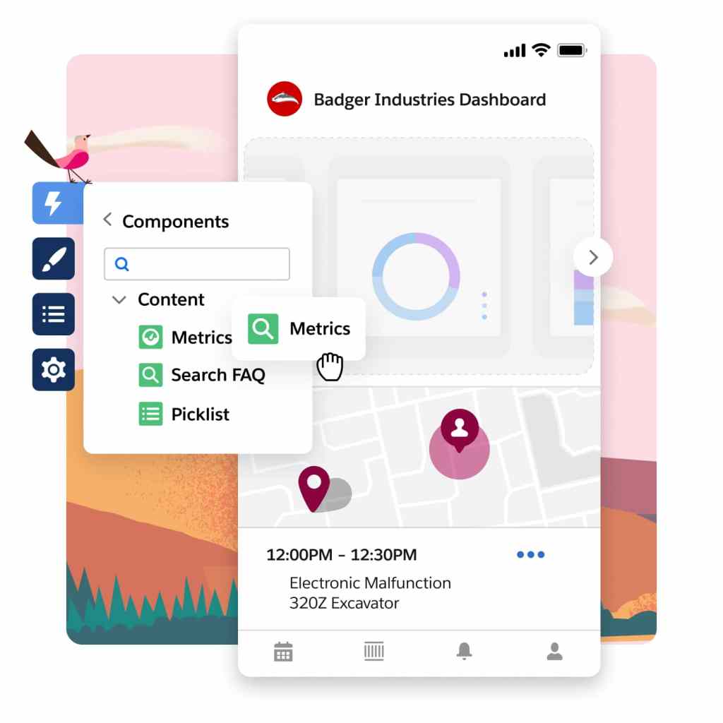 A customizable mobile app dashboard for a company