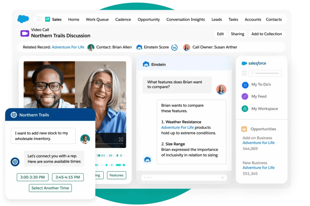 Image of screenshot showing a video call with a customer.