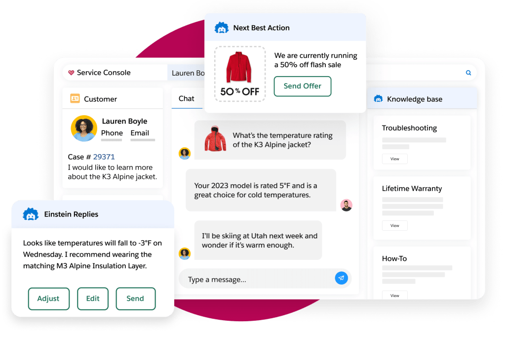 Image of screenshot showing a customer console chat with a customer.	