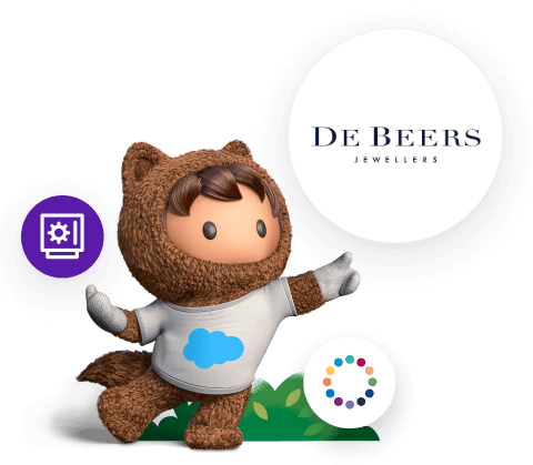Astro standing in nature alongside the De Beers logo