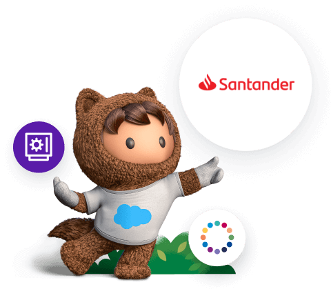 Astro pointing towards the Santander logo.