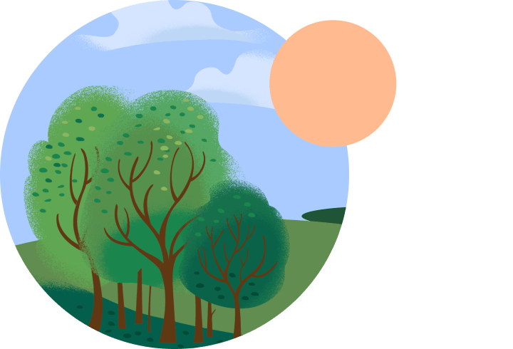 Illustration of a scenery with Trees and blue sky.
