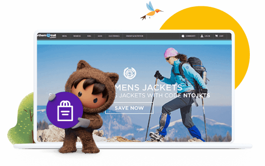Astro stood in front of a laptop showing a website selling jackets