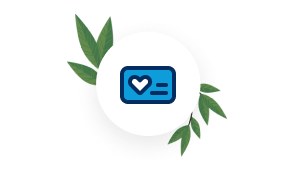 A blue card with a heart on it