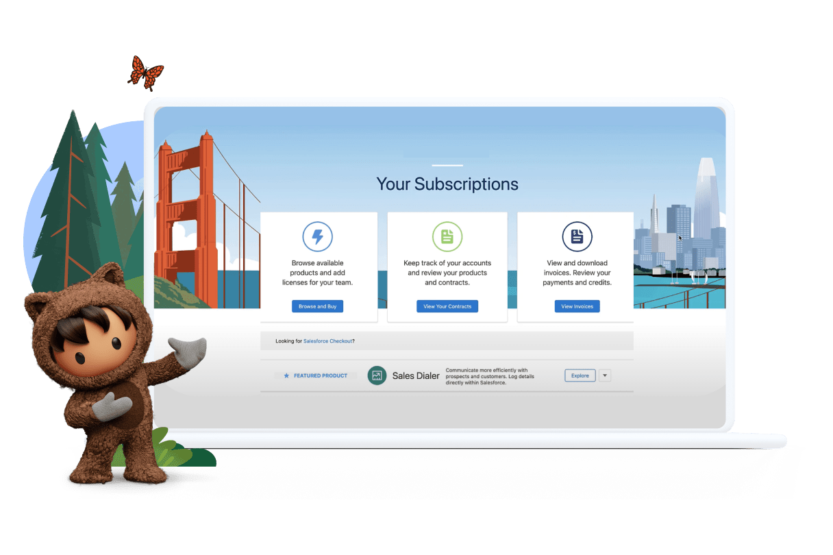 The Your Subscriptions page displays active products and licenses.