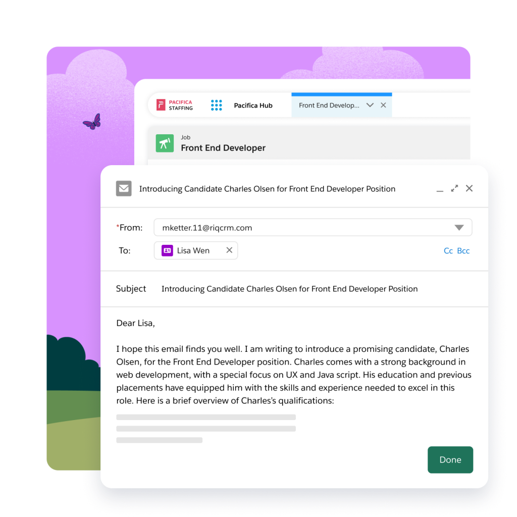An email recommendation to recruit a viable candidate. 