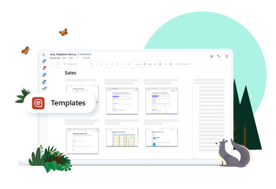 Tablet device with Quip's template library.