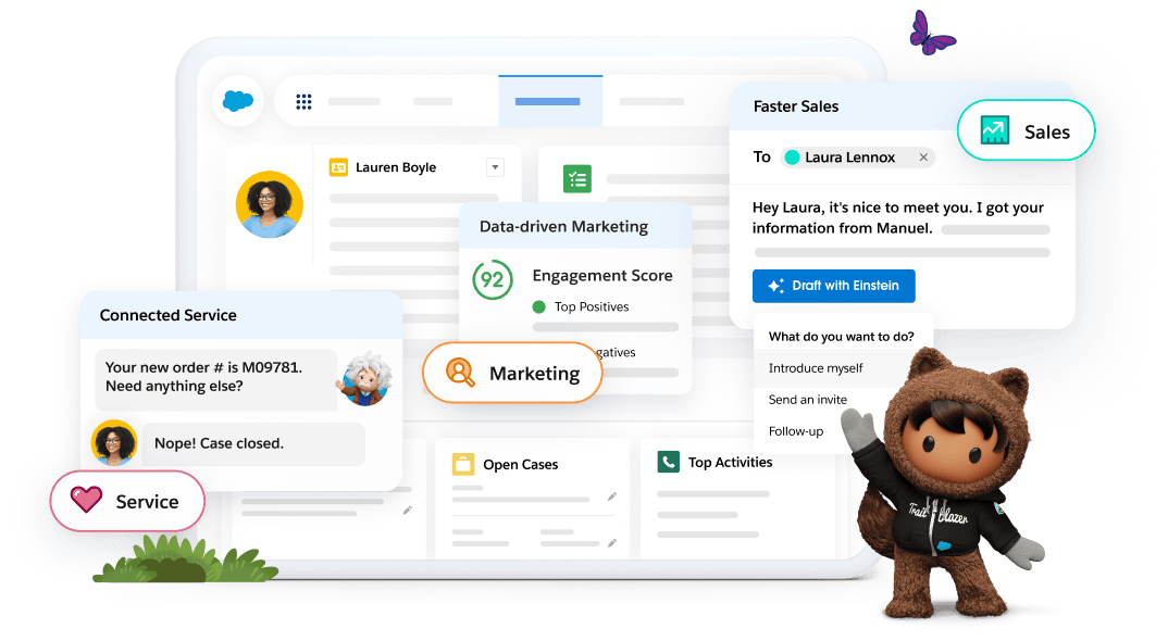 A circular diagram featuring icons for all the products included in the Customer 360 product suite.