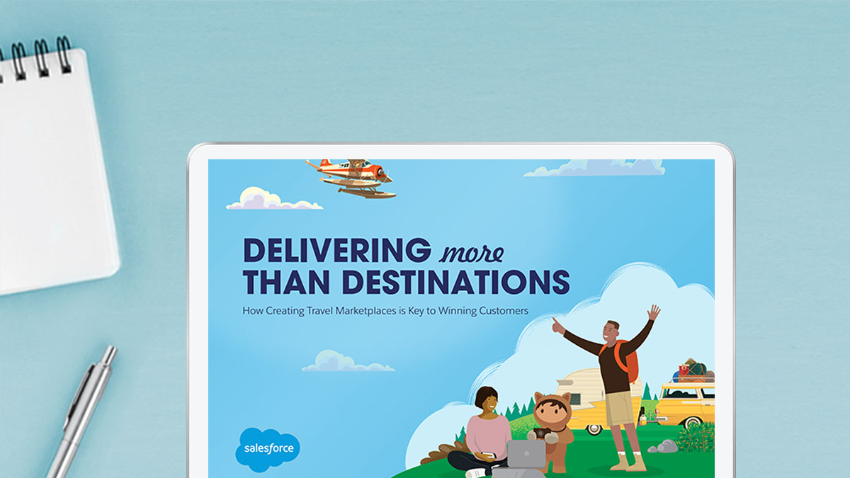 Tablet illustration of the cover of the Travel and Hospitality Ebook.
