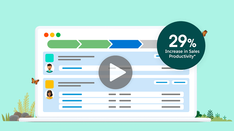 An illustration of a laptop screen featuring the statistic 29% increase in Sales productivity.