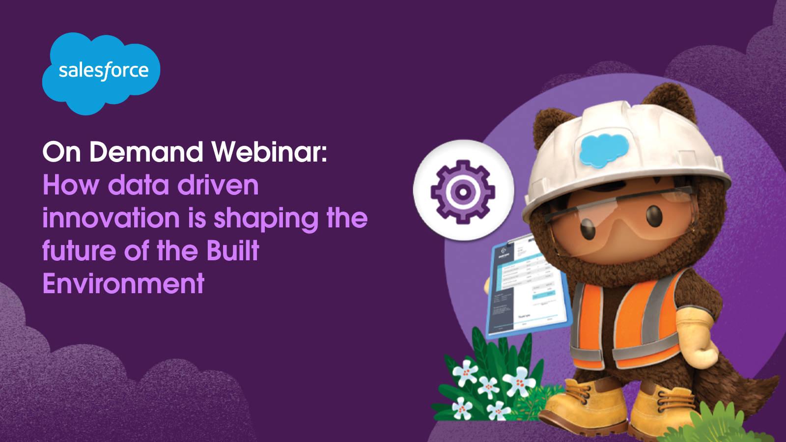 Astro with a tablet featuring On-Demand Webinar title: Discover How Data & AI is Transforming the Built Environment